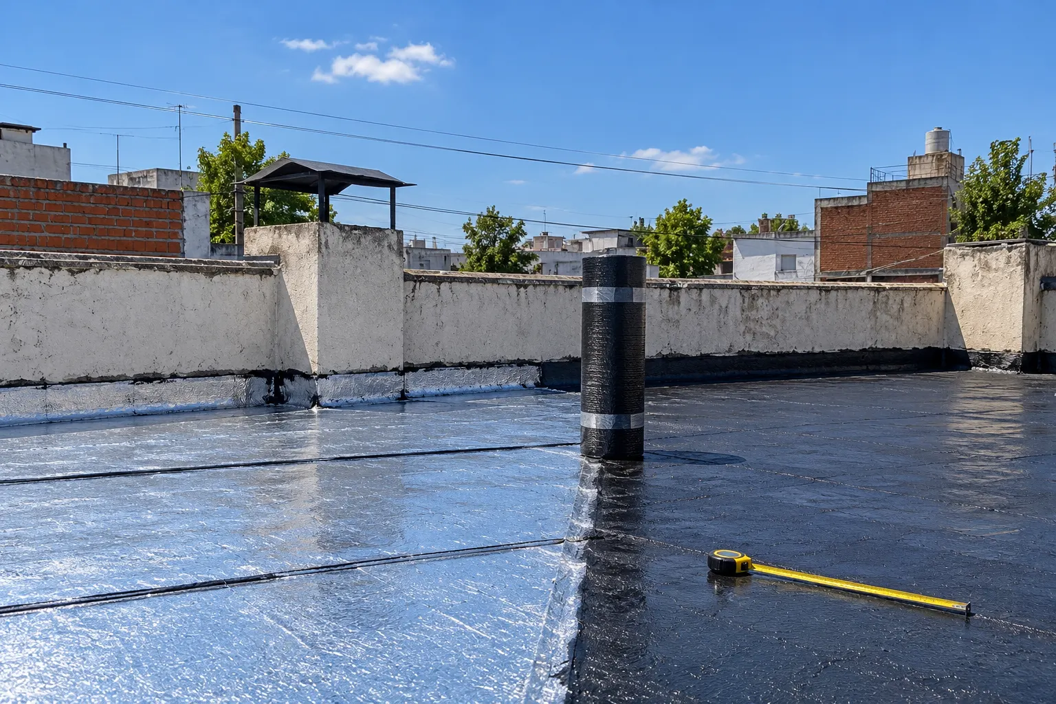 Losa a medio membranar con la medida tomada para presupuestar